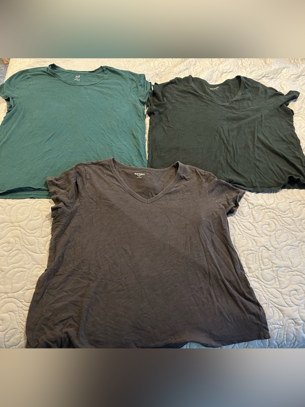 GAP and Old Navy Women's Short-Sleeve Tees in Teal, Forest Green, and Charcoal